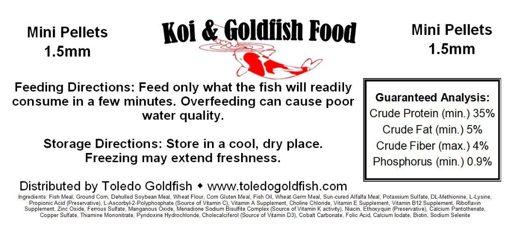 Toledo Goldfish Mini Pellets fish food for goldfish and koi