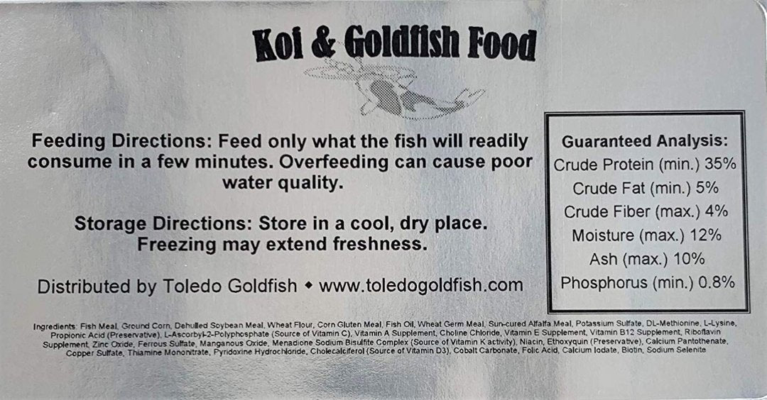 Toledo Goldfish | Fish food label 5 mm floating fish food pellets